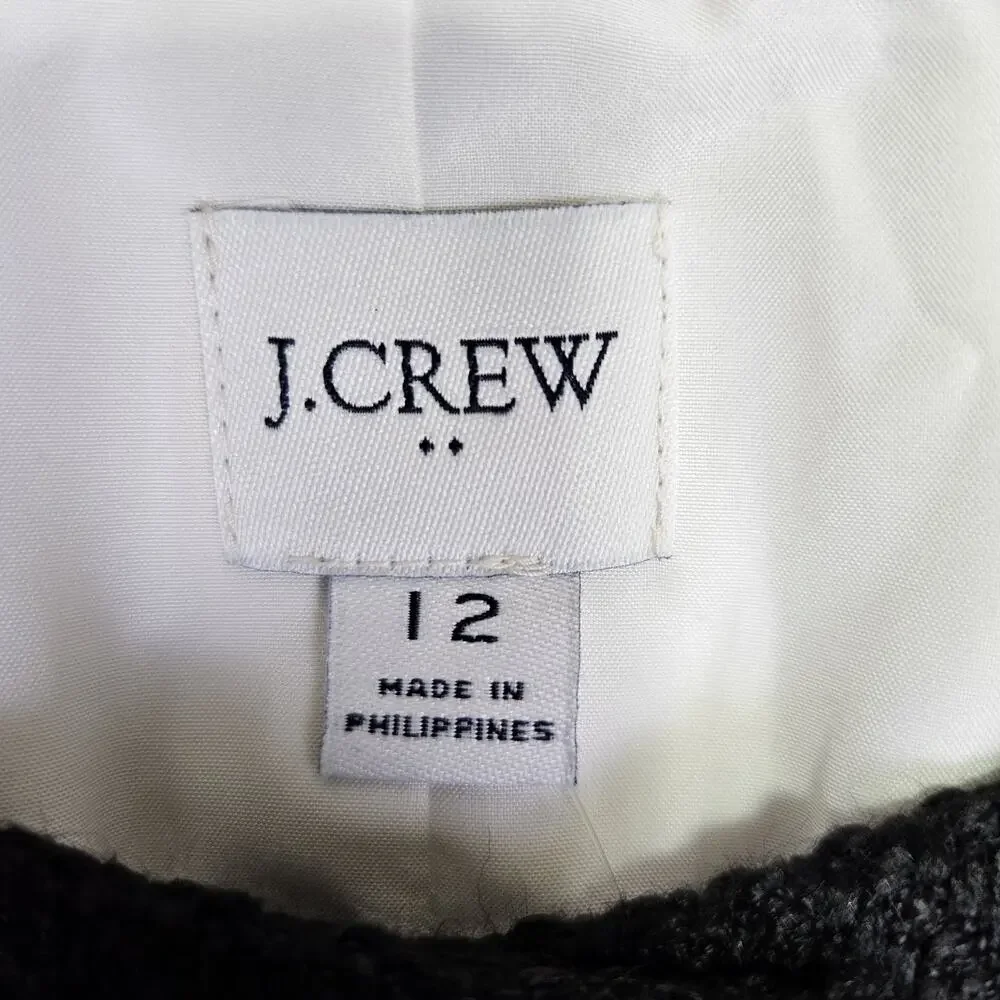 J.Crew Tweed Lady Jacket Womens 12 Black White Preppy Blazer Gold Crested Button